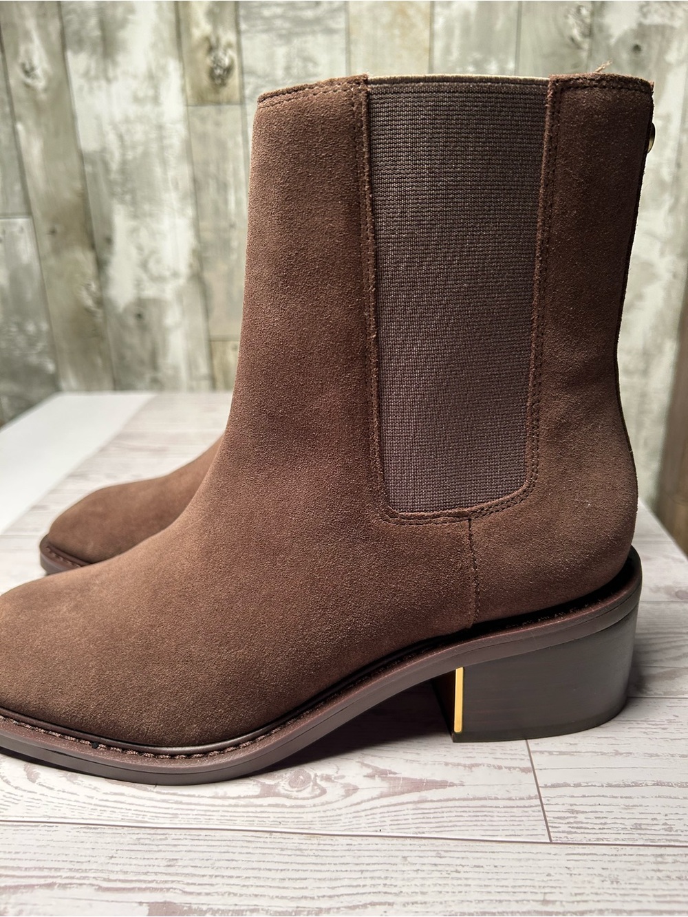 Vince Camuto Brown Suede Chelsea Ankle Boots